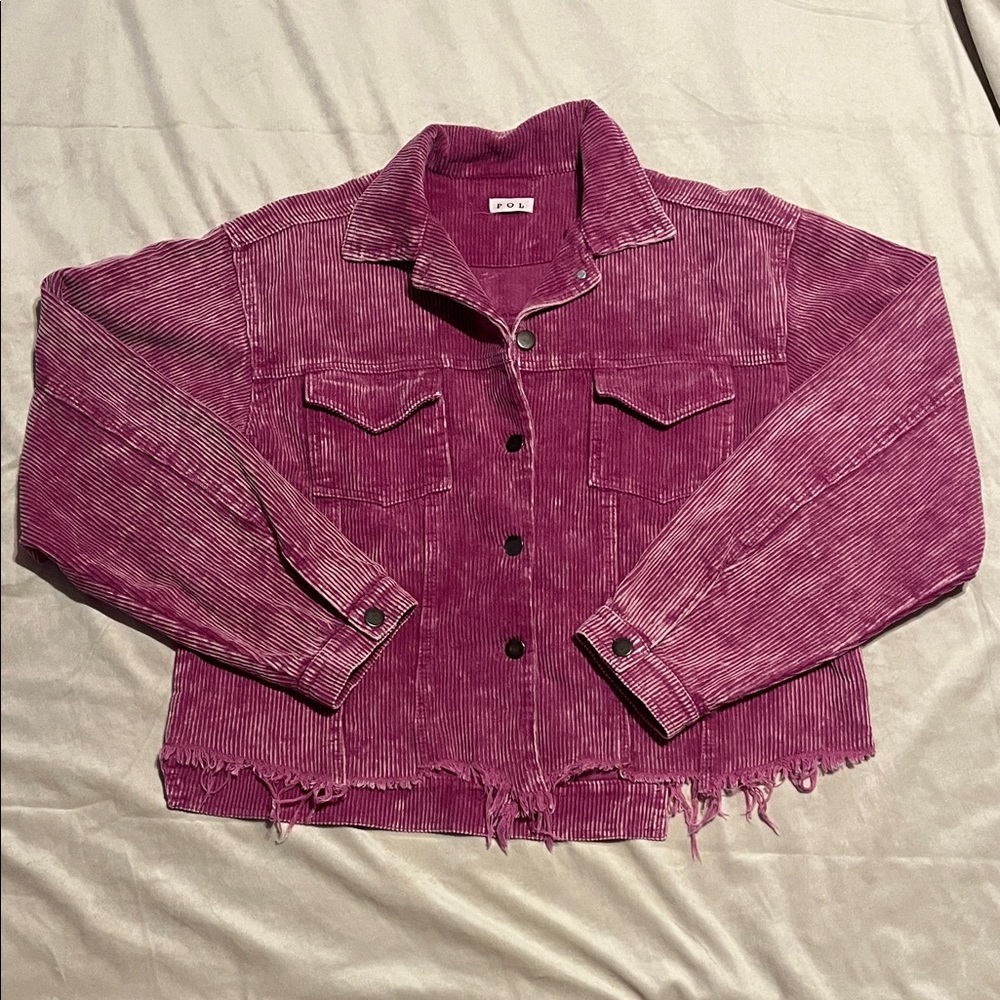POL Pink Corduroy Jean Jacket
